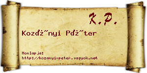 Kozányi Péter névjegykártya